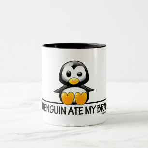 A Penguin Ate My Brain Tweekleurige Koffiemok
