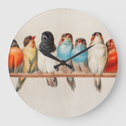 A Perch of Birds, 1880 by Hector Giacomelli Grote Klok (Voorkant)