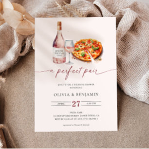 A Perfect Pair Wijn   Pizza Bruiloft Shower  Kaart