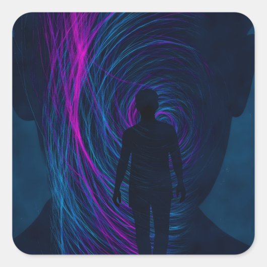 A person finds themselves lost in the algorithm Vierkante Sticker (Voorkant)