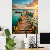 A Pier with Boats Poster (Thuiskantoor)