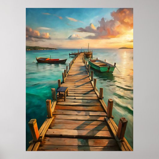 A Pier with Boats Poster (Voorkant)