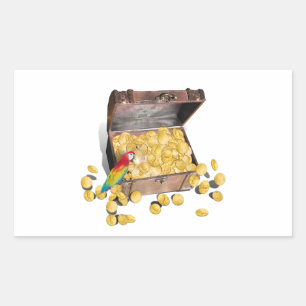 A Pirates Schatkist (voeg achtergrondkleur toe) Rechthoekige Sticker