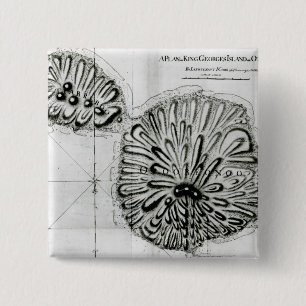 A Plan of King Georges Island of Otheite, 1769 Vierkante Button 5,1 Cm