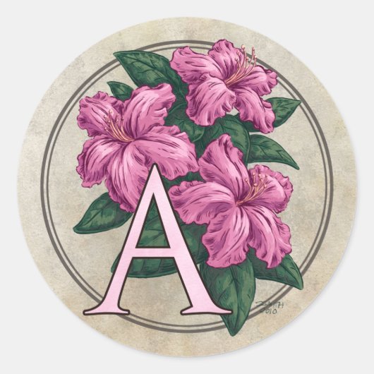 A pour Stickers ronds Monogrammes de fleurs d'Azal (Devant)