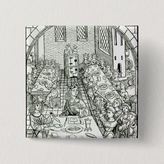 A Princely Banquet, 1491 Vierkante Button 5,1 Cm (Voorkant)