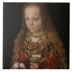 A Princess of Saxony, c.1517 (olie op het paneel) Tegeltje