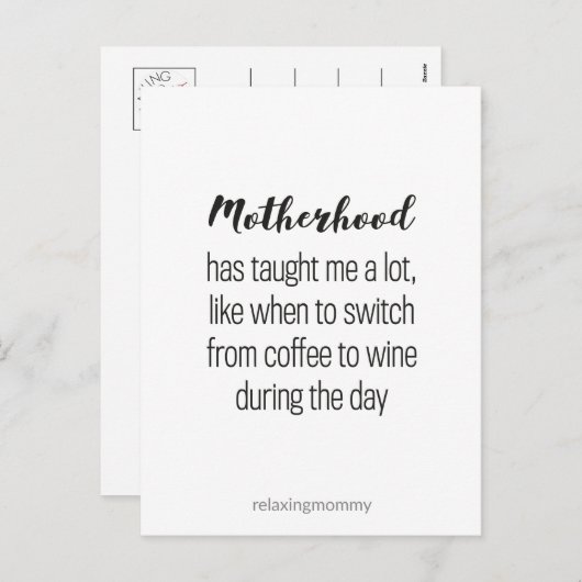 À propos de la maternité, carte de citation drôle  (Devant / Derrière)