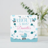 À propos d'un garçon Baby shower Invitation Invita (Debout devant)