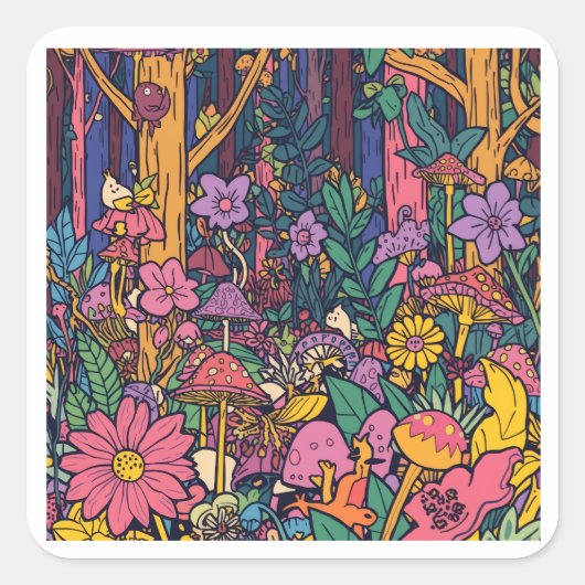 A psychedelic woodland Sticker (Voorkant)