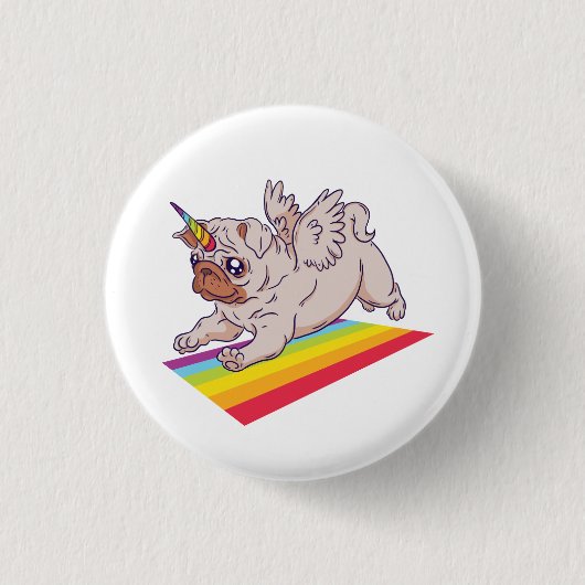 A Pugicorn Ronde Button 3,2 Cm (Voorkant)