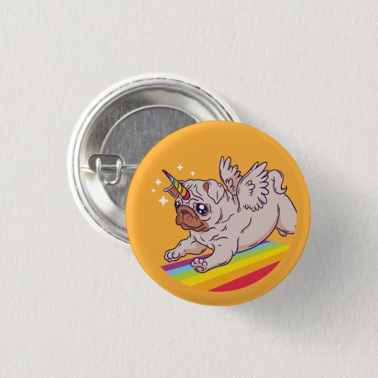 A Pugicorn Ronde Button 3,2 Cm (Voorkant /achterkant)