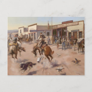 "A Quiet Day in Utica" door Charles M Russell Briefkaart