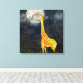 A quoi ressemble la lune ? Giraffe & Lune | Toile (Insitu (Plancher de Bois))