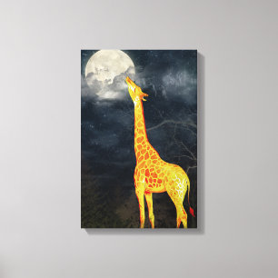 A quoi ressemble la lune ? Giraffe & Lune   Toile