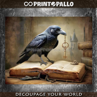 A raven and the key to knowledge tissuepapier