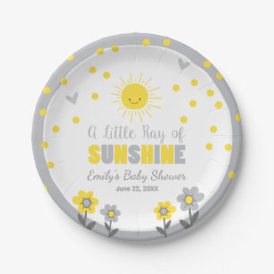 A Ray of Sunshine Baby shower Papieren Borden Zome Papieren Bordje