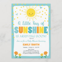 A Ray of Sunshine Baby shower uitnodiging Blue Boy