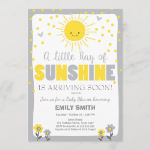 A Ray of Sunshine Baby shower uitnodiging Neutraal