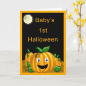 Ă?re carte de Halloween du bébé - Jack-o'-lantern (Fleur jaune)