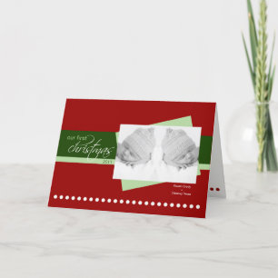 Ă?re carte de vacances de Noël de jumeaux (rouge)