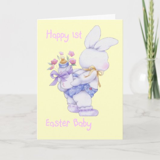 Ă?re carte heureuse de bébé de Pâques (fille) (Devant)