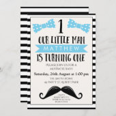 Ă?re invitation d'anniversaire de petite moustache (Devant / Derrière)