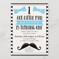 Ă?re invitation d'anniversaire de petite moustache