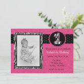 Ă?re invitation d'anniversaire de zèbre de filles (Debout devant)