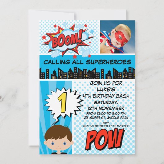 Ă?re invitation de fête d'anniversaire de photo (Devant)