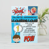 Ă?re invitation de fête d'anniversaire de photo (Debout devant)