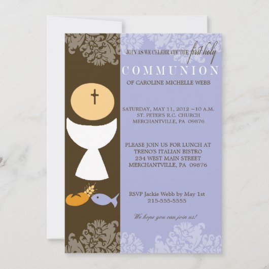 Ă?re invitation de la communion du garçon (Devant)