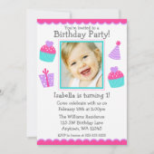 Ă?re invitation de photo de fille d'anniversaire (Devant)