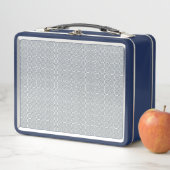 A rectangular blue and white lunchbox  (In situ)