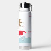 a red dress girl happy jumpy waterfles (Achterkant)