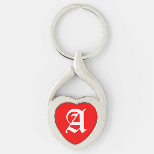 "A" Red Heart Sleutelhanger
