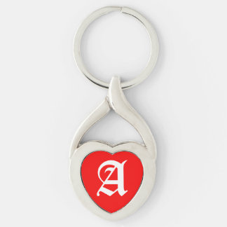 "A" Red Heart Sleutelhanger