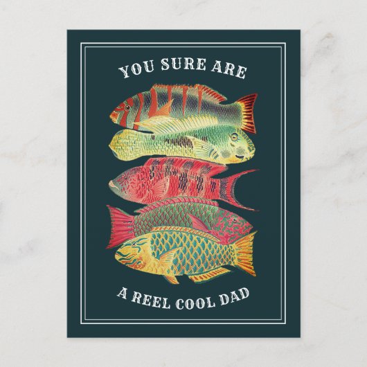  A Reel Cool Dad Barrier Reef Fish | Donker Briefkaart (Voorkant)