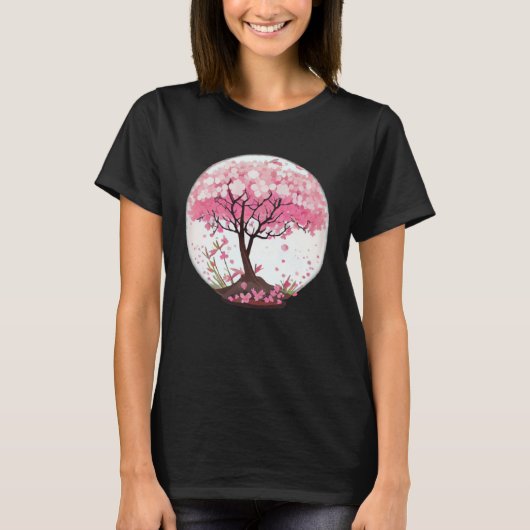 A Refreshing and Enchanting Cherry Blossom Globe T-shirt (Voorkant)