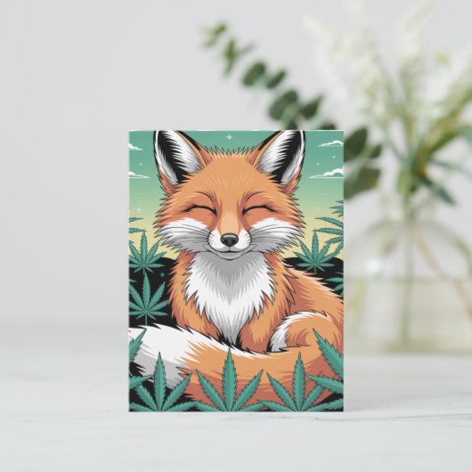 A Relaxed Red Fox in a Weed Field Briefkaart (Staand voorkant)