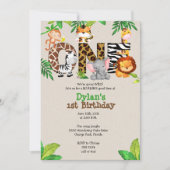 Ă?res invitations de fête d'anniversaire de jungle (Devant)
