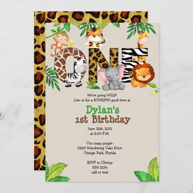 Wild One – vaisselle en papier, assiettes, tasses, animaux Safari de la  Jungle, décor de fête de