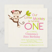 Ă?res invitations de fête d'anniversaire de singe (Devant / Derrière)