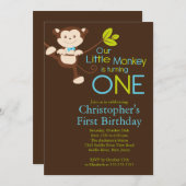 Ă?res invitations de fête d'anniversaire de singe (Devant / Derrière)