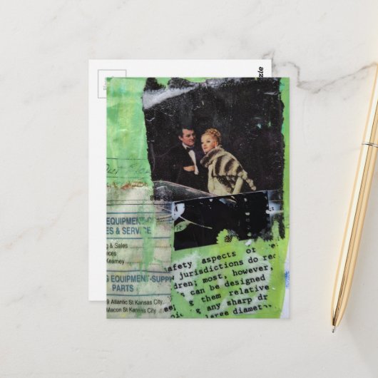 A Retro Couple Collage Briefkaart (Voorkant / Achterkant in situ)