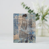 A Retro Woodworking Man mixed media collage Briefkaart (Staand voorkant)