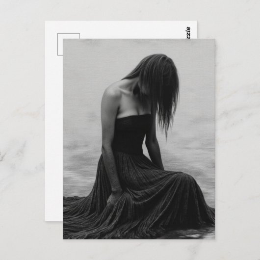 A Sad Woman in the Water Black and White Briefkaart (Voorkant / Achterkant)