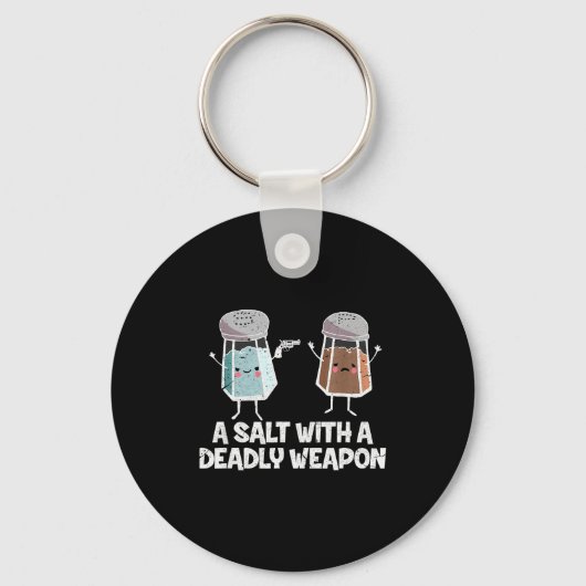 A Salt With A Deadly Wean Funny Food Pun Gun Kawai Sleutelhanger (Voorkant)