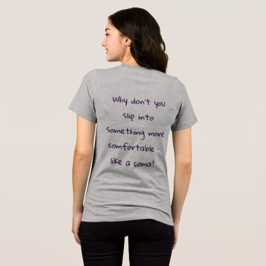 A sarcastic phrase on the back of a sweatshirt (Achterkant volledig)