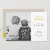 A Savior Is Born Vakantie Fotokaart - Gouden Feestdagenkaart (Voorkant / Achterkant)